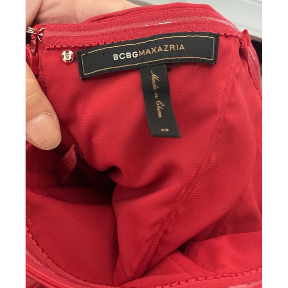 BCBG MAXAZRIA Dress red SZ 8 Bodycon Mini‎ Bodycon Sleeveless Sexy - Picture 5 of 7
